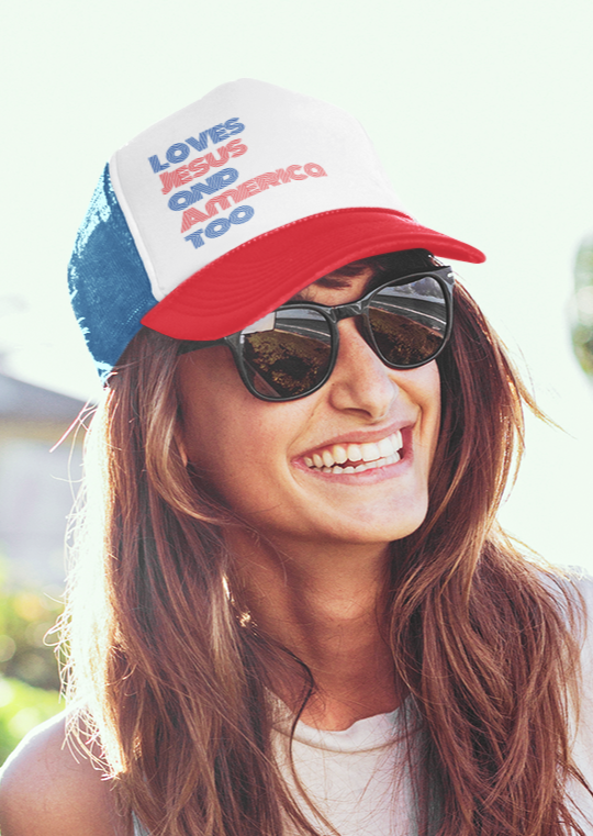 Loves Jesus & America Trucker Cap